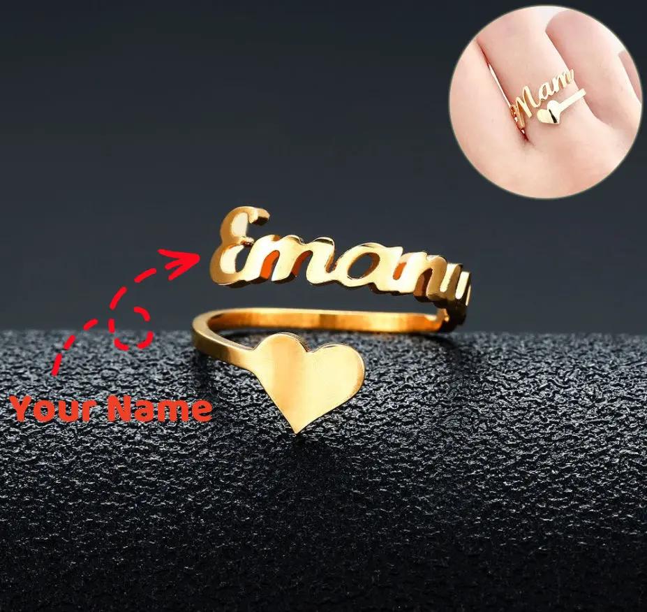 Customized Name Men Women Ring Personalized Love Heart Fashion Stainless Steel Rings Jewelry Valentine's Day Gifts Cjdropshipping
