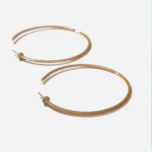 Large Circle Exaggerated Statement Full Diamond Earrings JNi3 shop