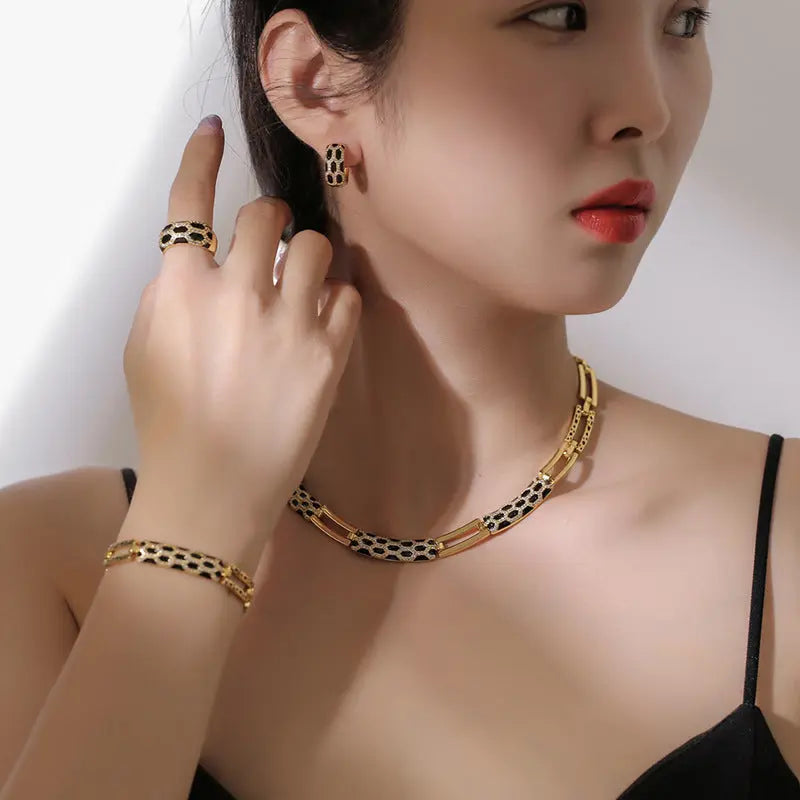 New Korean style diamond earring necklace set - JNi3 shop