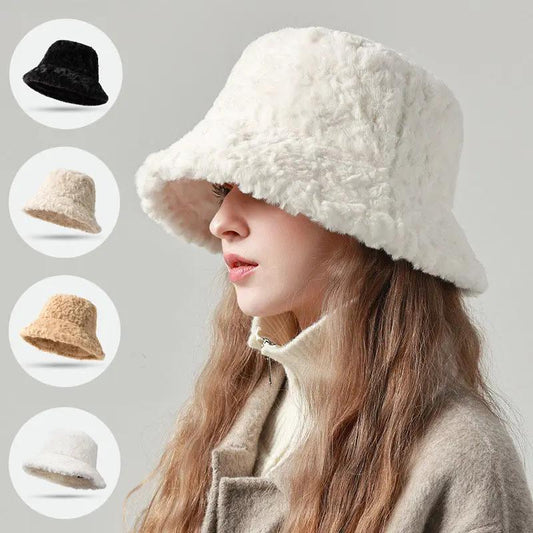 Lambswool Fisherman Hat Winter Warm Fashionable Solid Color Hats For Women JNi3 shop