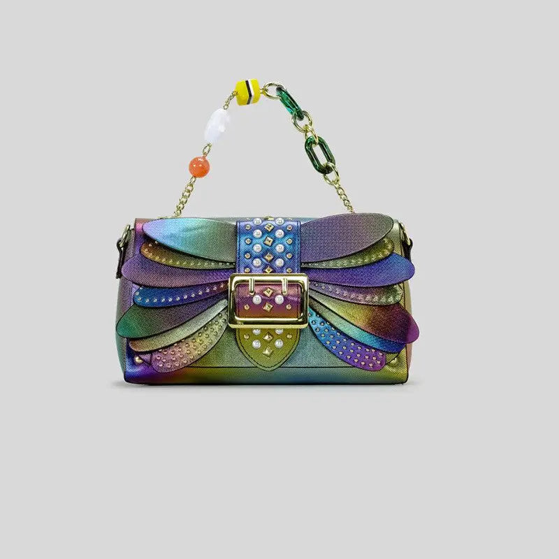 Contrast Color Heavy Industry Manual Rivet Butterfly Wings Handbag Cjdropshipping