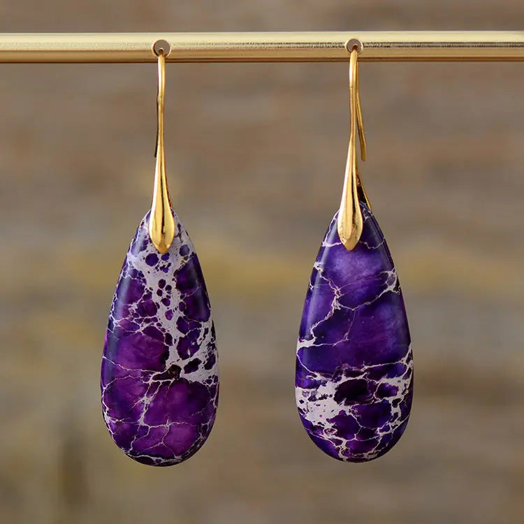 Bohemian Emperor Stone Water Drop Earrings Natural Stone Ornament Jewelry JNi3 shop
