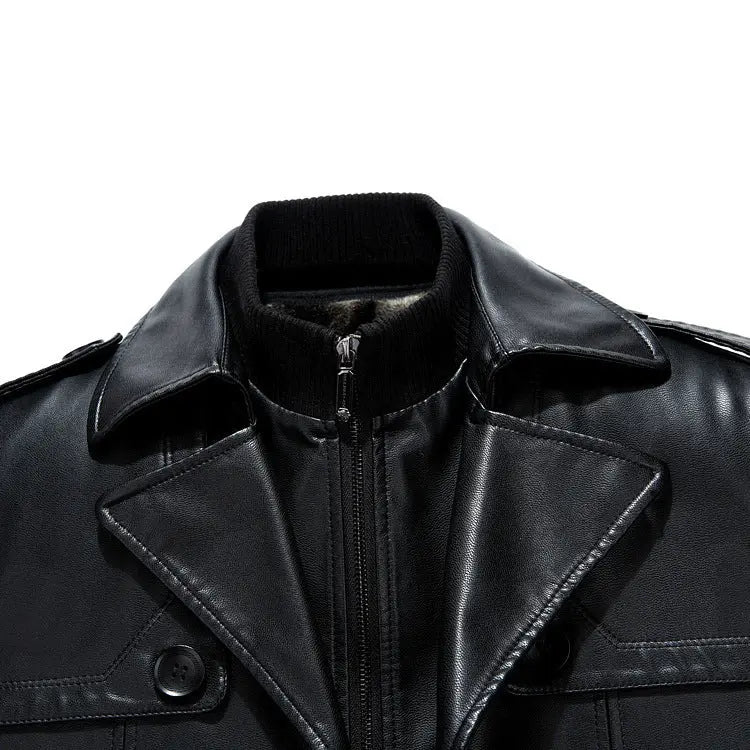 Leather leather men's mid-length sheepskin suit Cjdropshipping