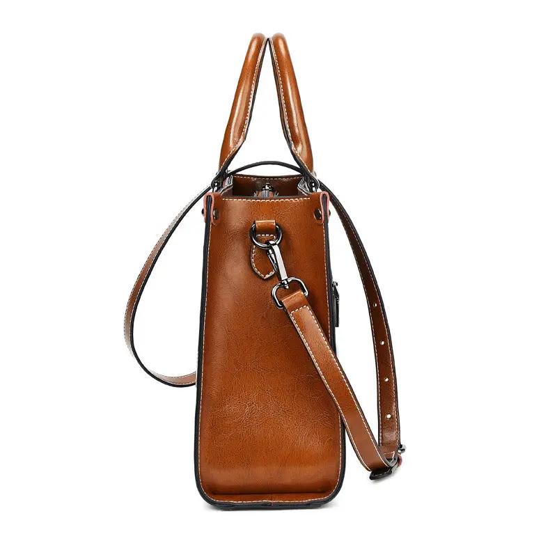 Oil wax stitching leather handbag Cjdropshipping