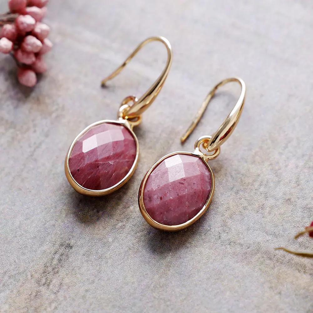 Natural Stone Crystal Geometric Eardrops Ear Hooks Earrings JNi3 shop