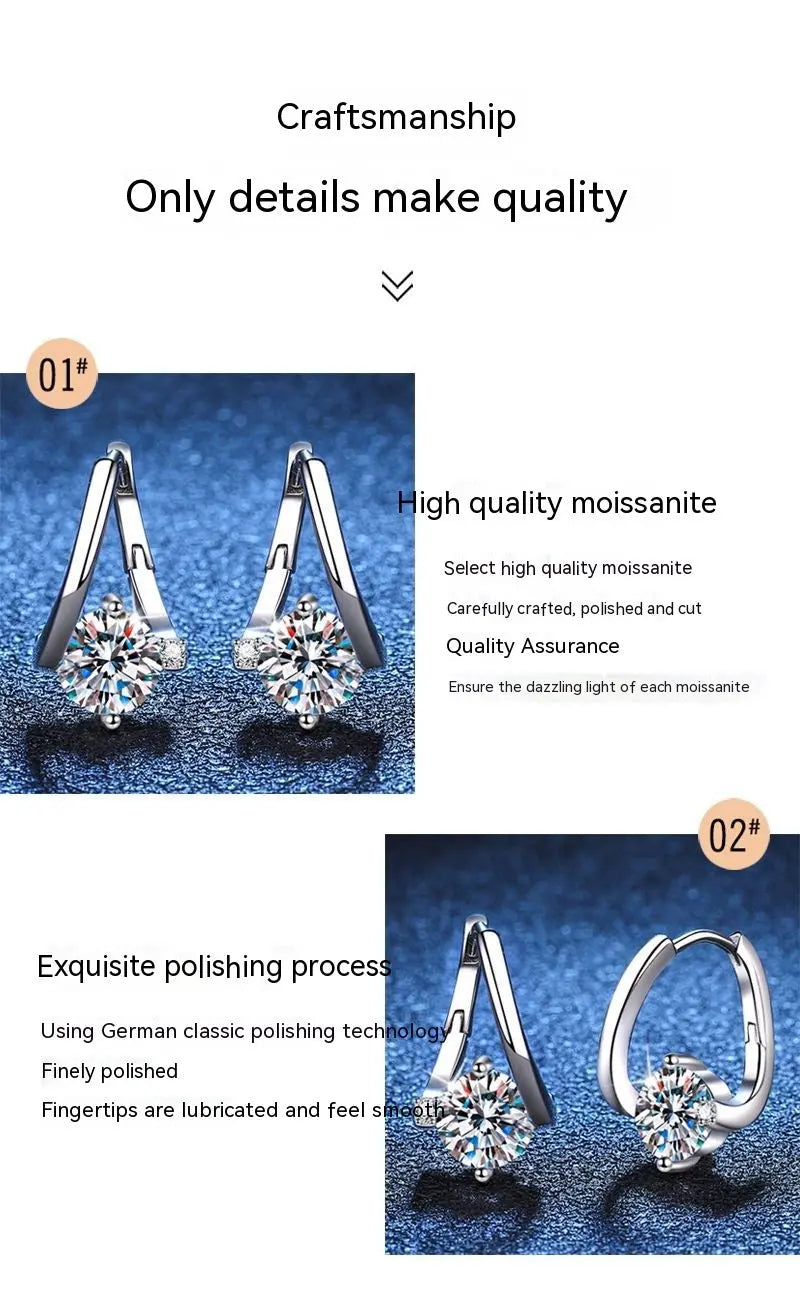 S925 Silver Moissanite Affordable Luxury Earrings - JNi3 shop