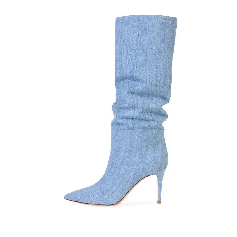 Women's Fashion Denim Knee-high Boots Dropshipman