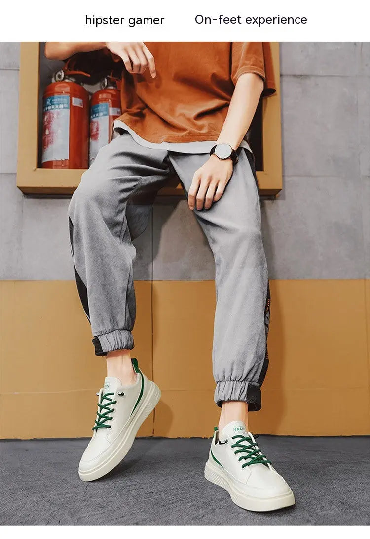 Men's Spring And Autumn Leather Casual Sneakers Dropshipman