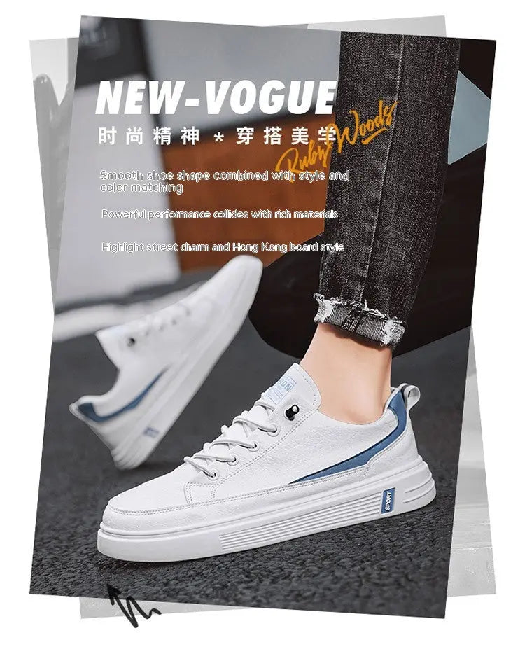 Men's Spring And Autumn Leather Casual Sneakers Dropshipman