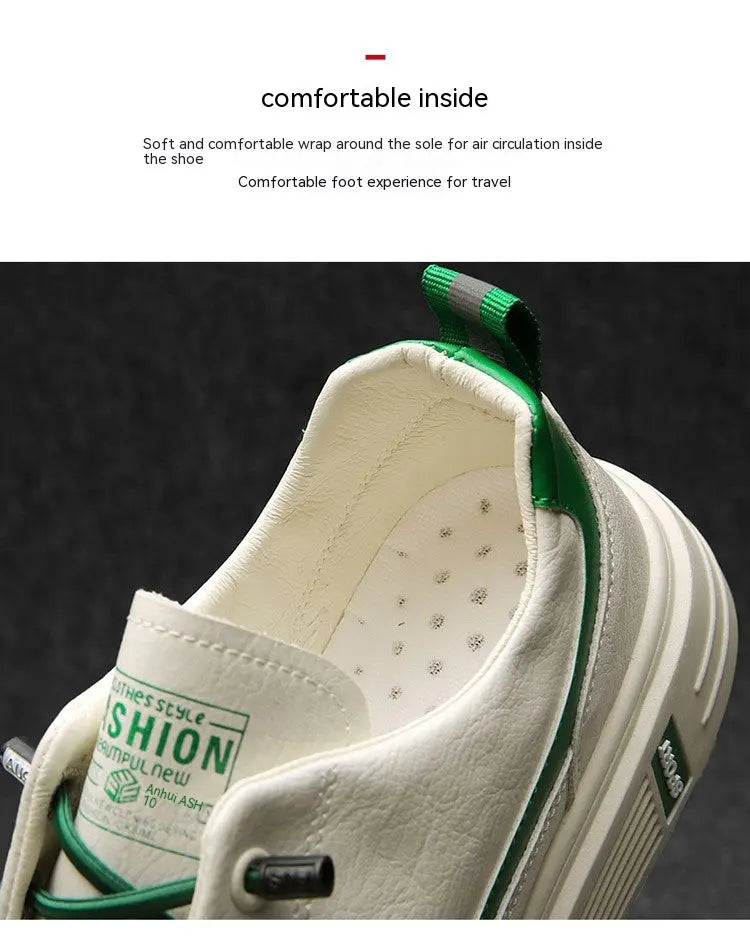 Men's Spring And Autumn Leather Casual Sneakers Dropshipman