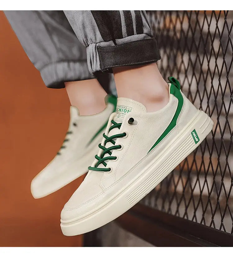 Men's Spring And Autumn Leather Casual Sneakers Dropshipman