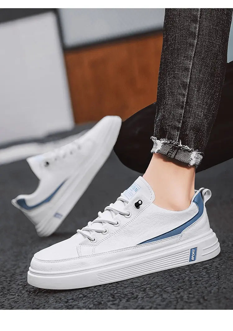 Men's Spring And Autumn Leather Casual Sneakers Dropshipman