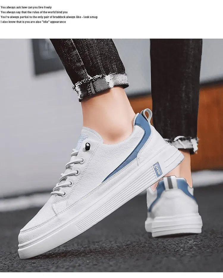 Men's Spring And Autumn Leather Casual Sneakers Dropshipman
