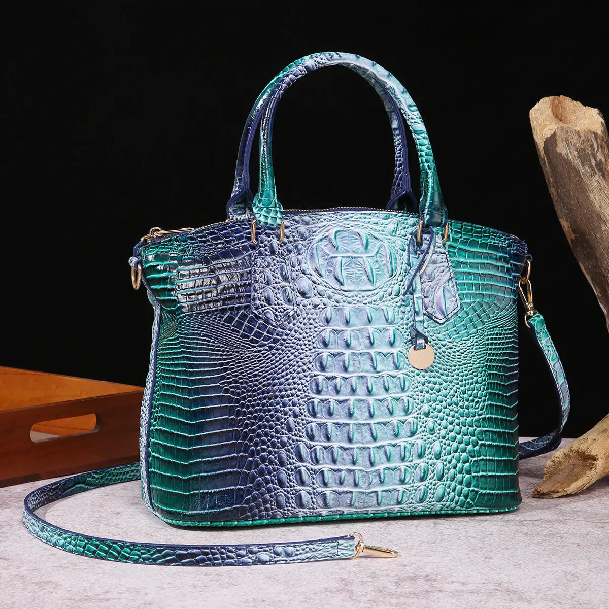 Women's Retro Crocodile Pattern Portable Messenger Bag Cjdropshipping