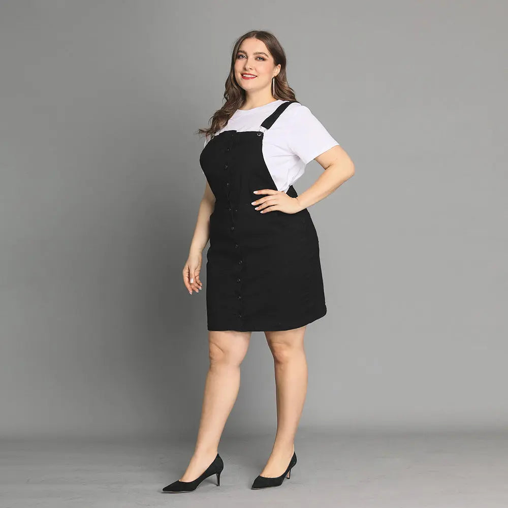 Large size suspenders jeans dress JNi3 shop