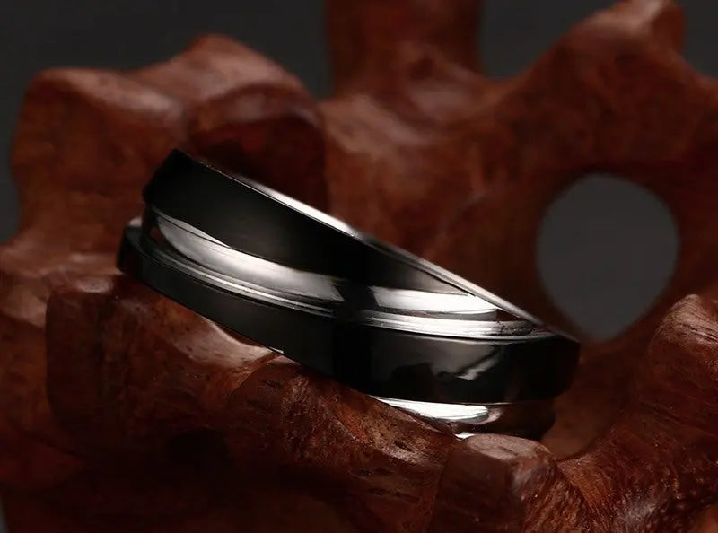 Black Titanium Steel Twill Men's Ring JNi3 shop