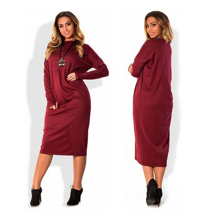 Plus size women's long sleeve dress Cjdropshipping