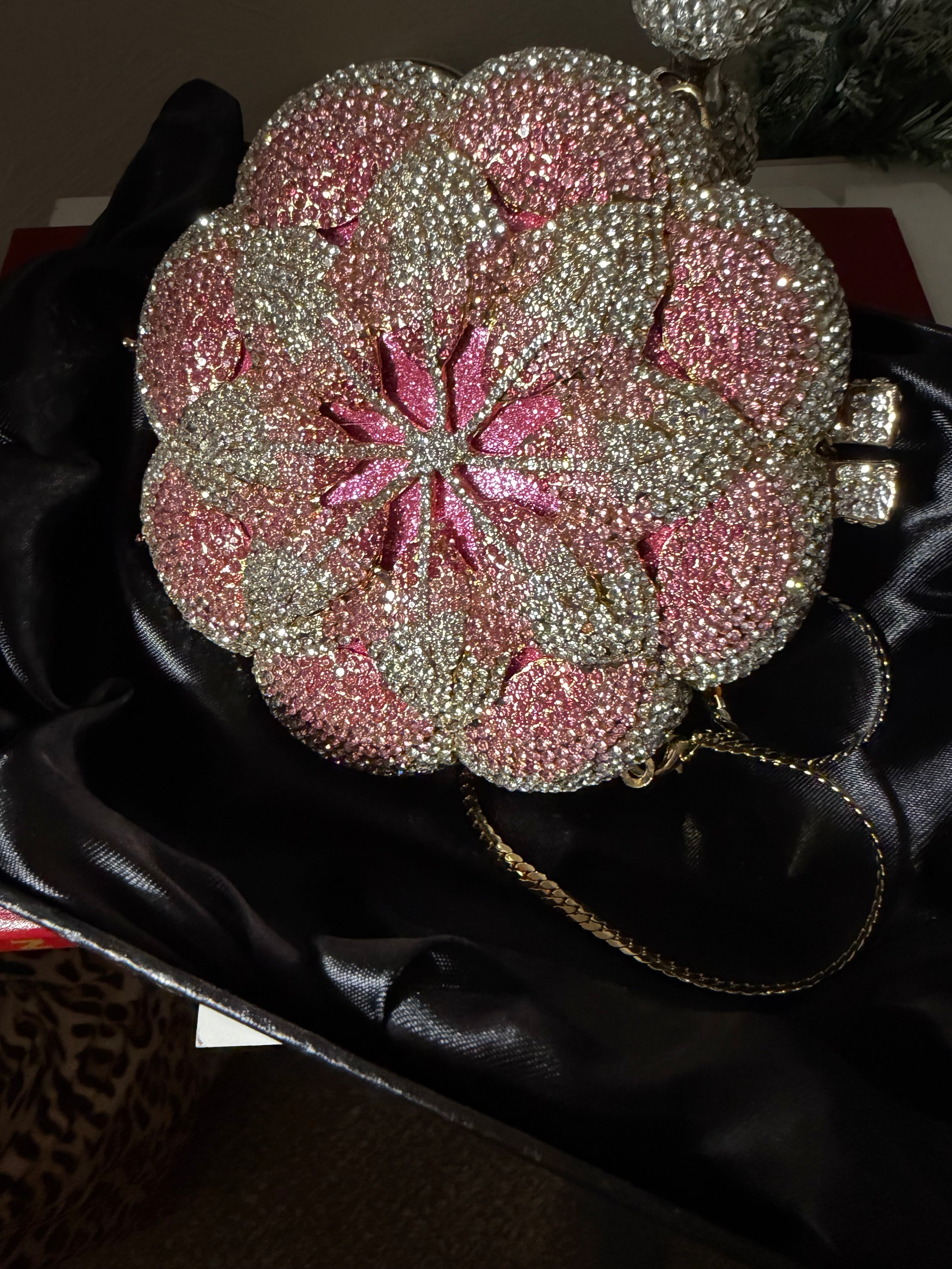 Floral Embroidered Heels and Crystal Clutch Set | Wedding Shoes Matching Bag | Bridal Evening Party Pumps | Luxury Formal Occasion Set