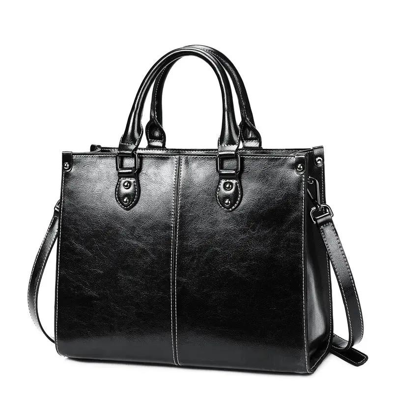 Oil wax stitching leather handbag Cjdropshipping
