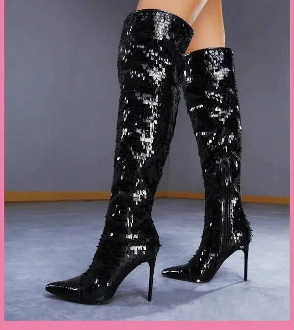 Fashionable Sequins Over-the-knee Boots Women JNi3 shop