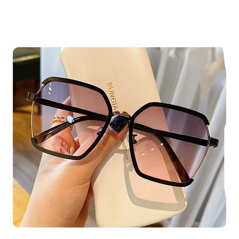 Vintage Half-Frame Oversize Metal Square Eyewear Uv400 Women UV Protection Sunglasses Cjdropshipping