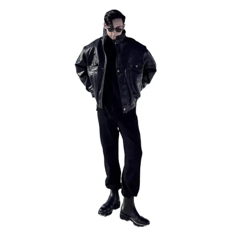 Jacket Leather Coat Autumn And Winter Men's Coat Trendy Handsome Fleece Thickened Pilot Motorcycle Plus Size Cjdropshipping