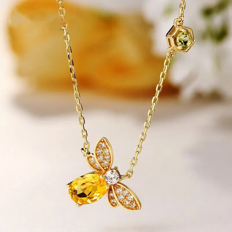 Citrine Peridot Bee Color Gold Necklace Cjdropshipping