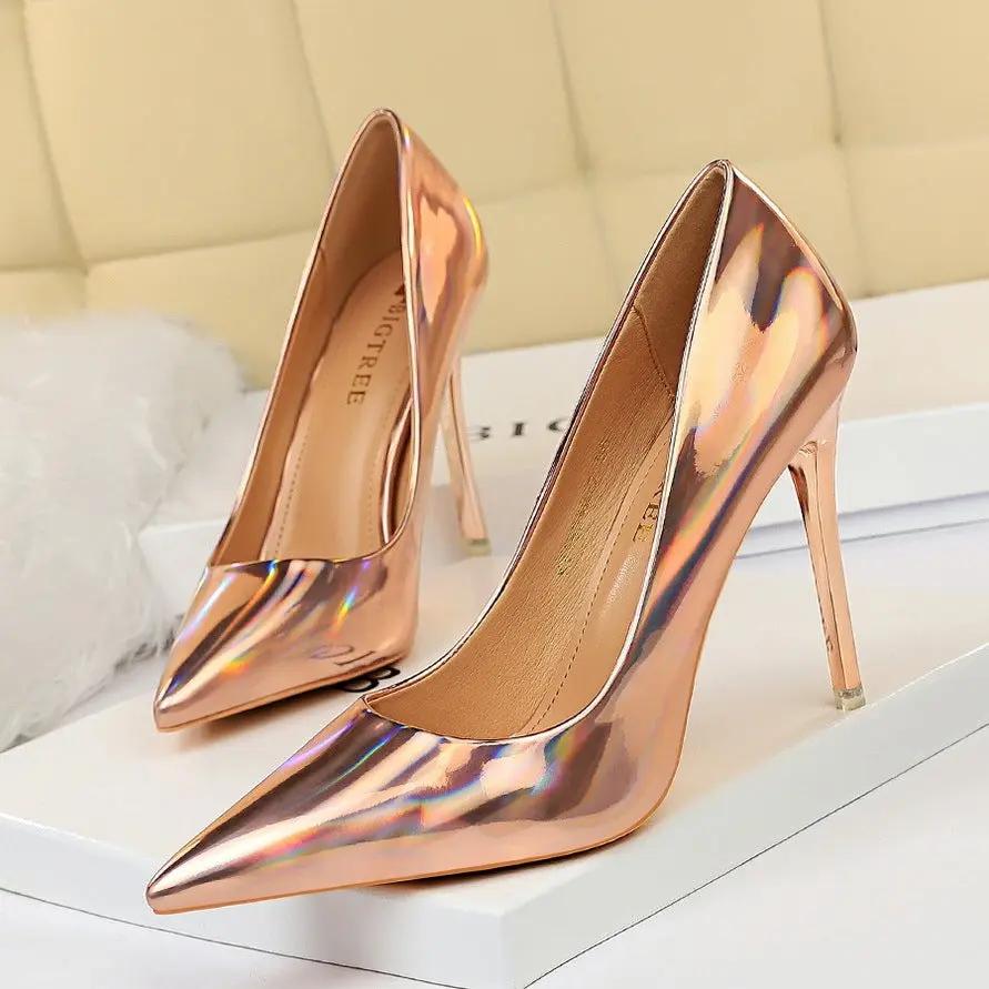 Glossy patent leather heels Cjdropshipping