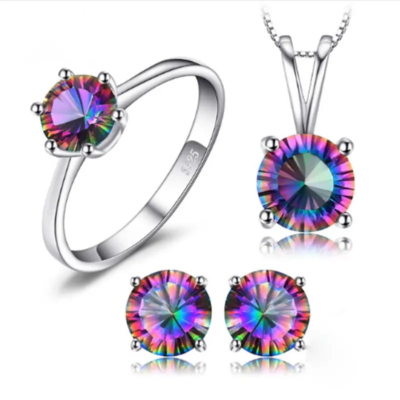 925 Silver rainbow Stone fashion ladies jewelry JNi3 shop