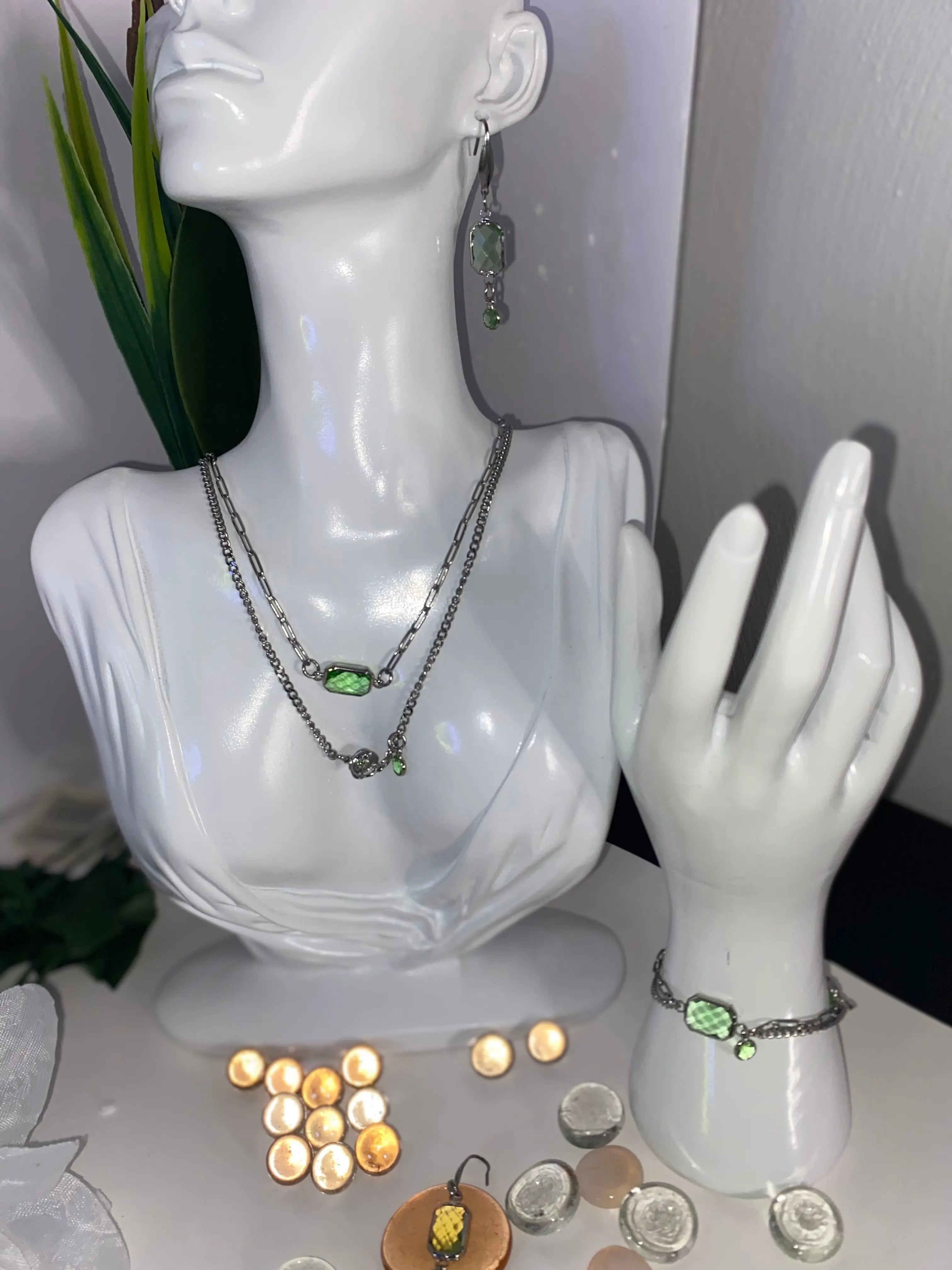 316 stainless steel Birth Month Pendant layered Necklace , Bracelet ,Earrings3pce set - JNi3 shop