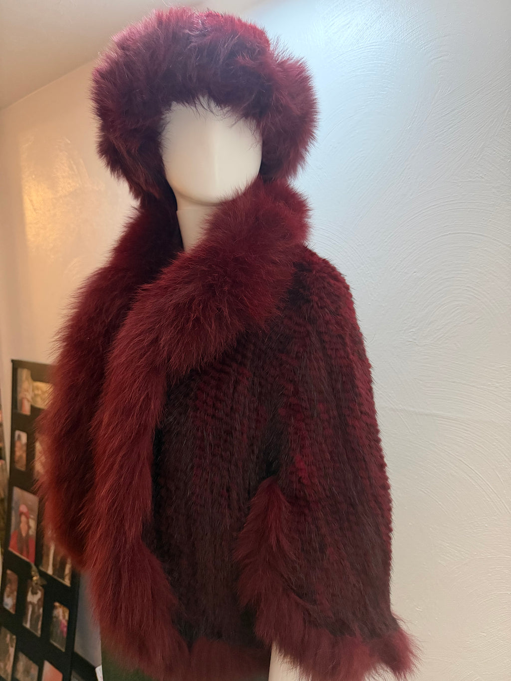 Mink fur ponchos and Hat set|Fox Fur trim