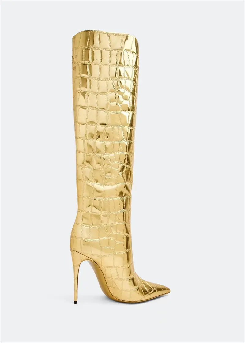 Women's Fashion Pointed Stiletto Heel Leopard Print Boots Dropshipman