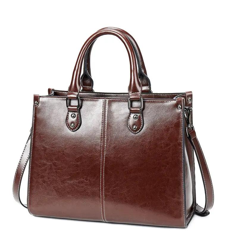 Oil wax stitching leather handbag Cjdropshipping