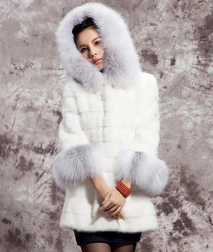 Rabbit Fur All-matching Warm Long-sleeved Coat Women's Clothing Dropshipman