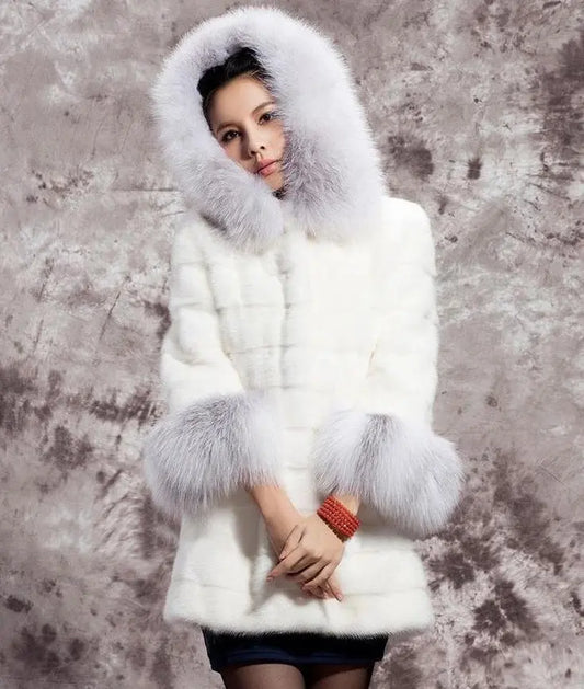 Rabbit Fur All-matching Warm Long-sleeved Coat Women's Clothing Dropshipman