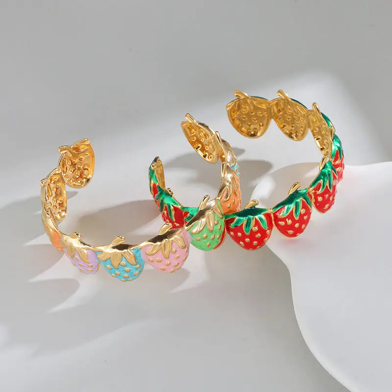 Fashion Personality Stainless Steel Strawberry Drip Bracelet JNi3 shop