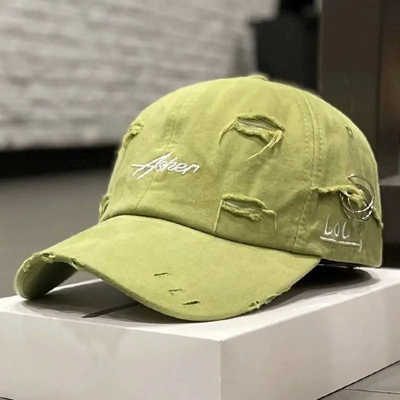 Korean Ins Retro Tattered Jeans Soft Peaked Cap Women Dropshipman