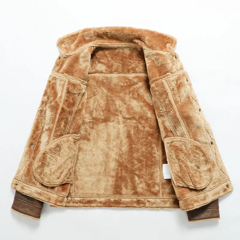 Men's Autumn And Winter New Fur Korean Lapel Slim Fit Warm Coat Dropshipman