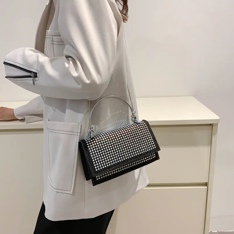 Chain Crossbody Bag Women Handbag Glitter Crystals Plain Daily Silver Black Shoulder Bag Cjdropshipping