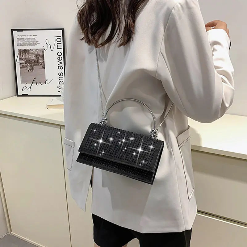 Chain Crossbody Bag Women Handbag Glitter Crystals Plain Daily Silver Black Shoulder Bag Cjdropshipping