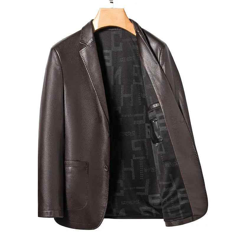 Spring Business Casual Men's Leather Coat Dropshipman