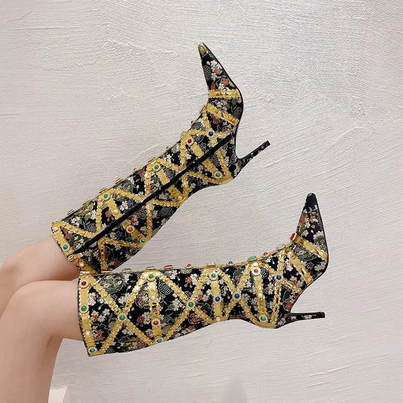 Rhinestone Stiletto Heavy Manual Women's High Heels Dropshipman