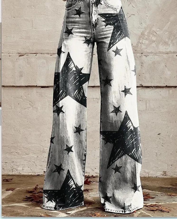 Women's 3D Printed Straight Casual Wide-leg Pants Cjdropshipping