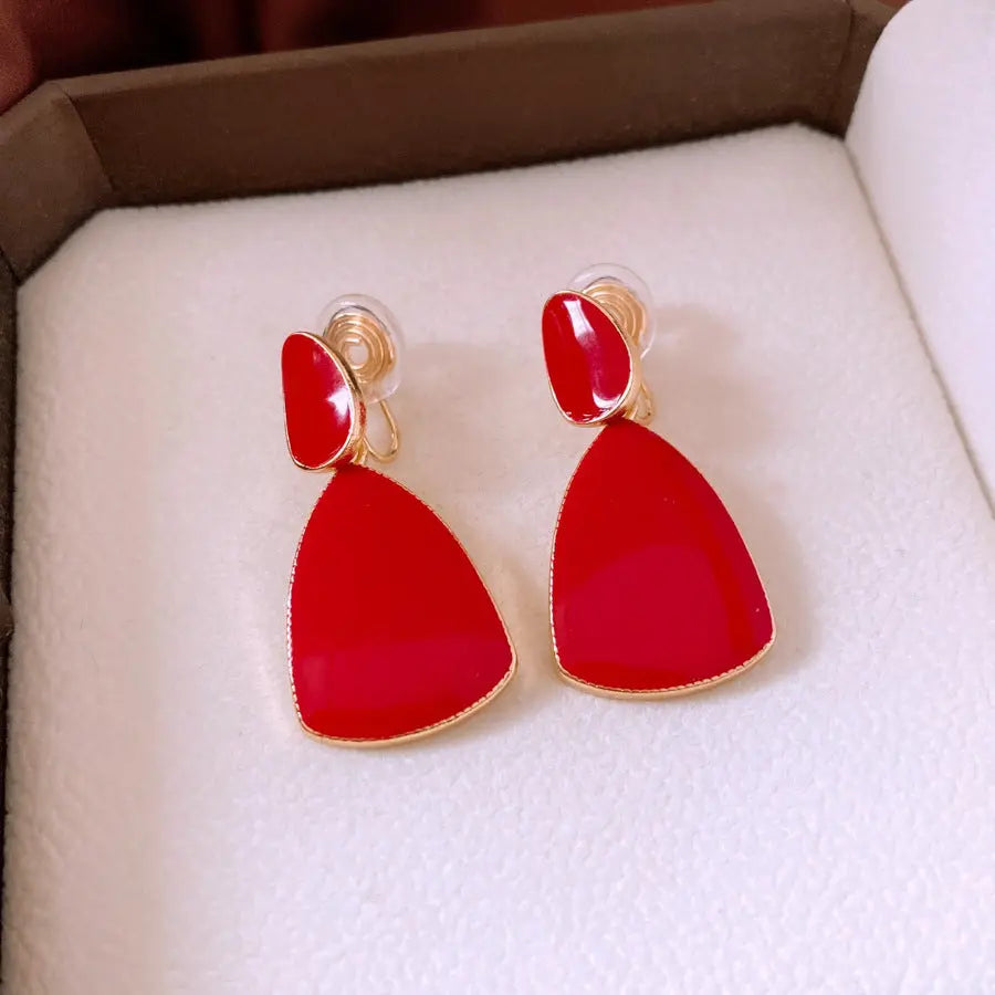 Ankela Red Water Drop Ear Clip Earrings JNi3 shop