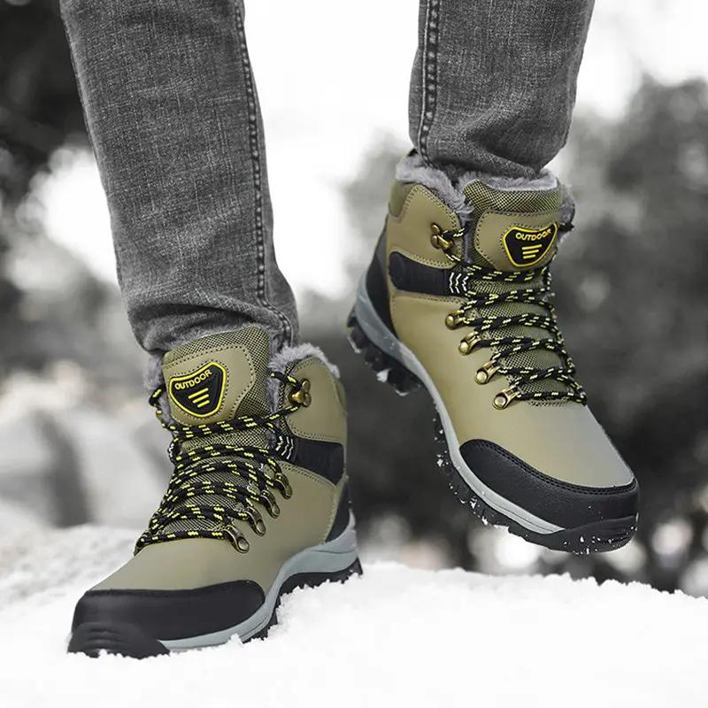 Winter Snow Boots Men Warm Plush Ankle Boots Hiking Lace-up Shoes Cjdropshipping