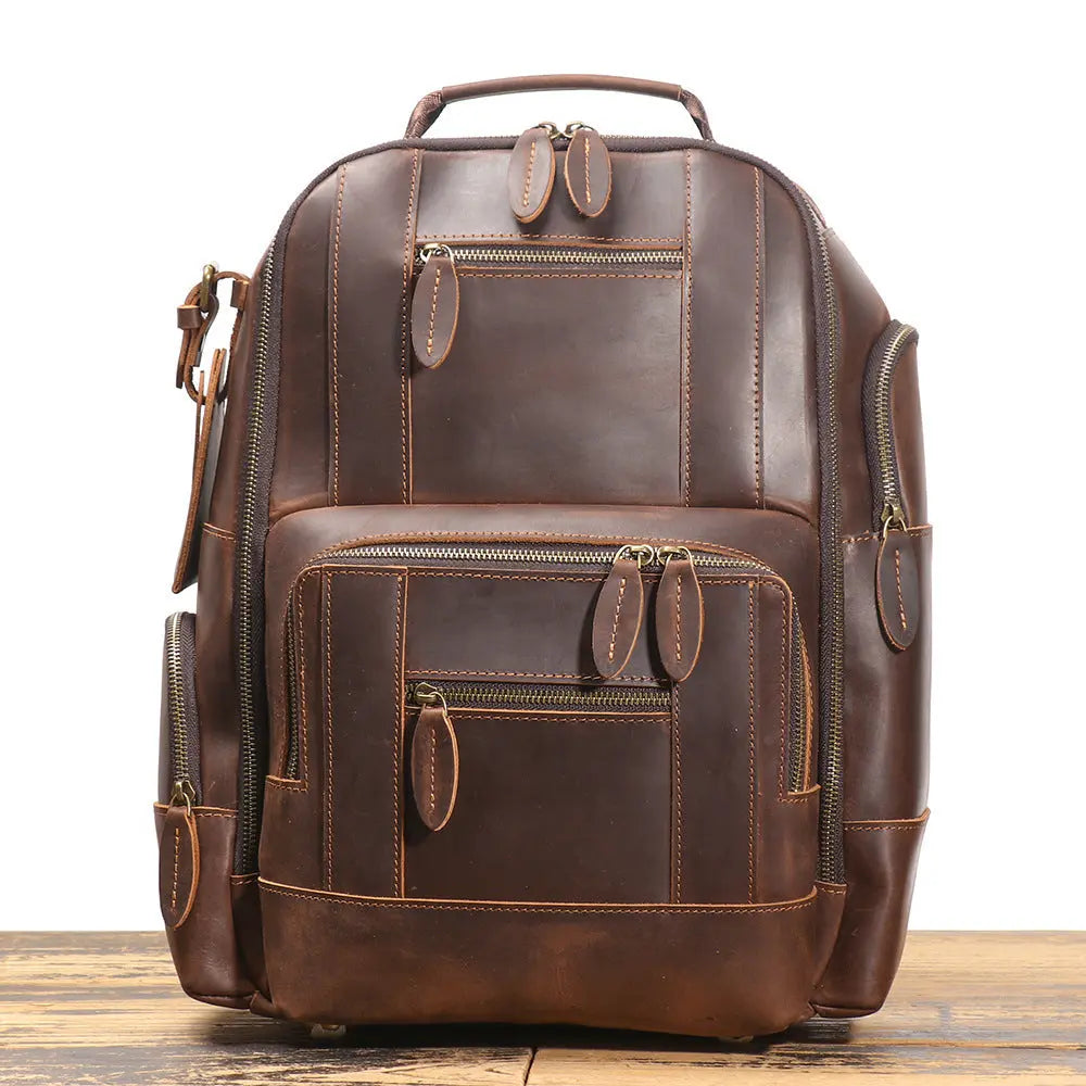 Retro Leather Backpack Trolley Case JNi3 shop