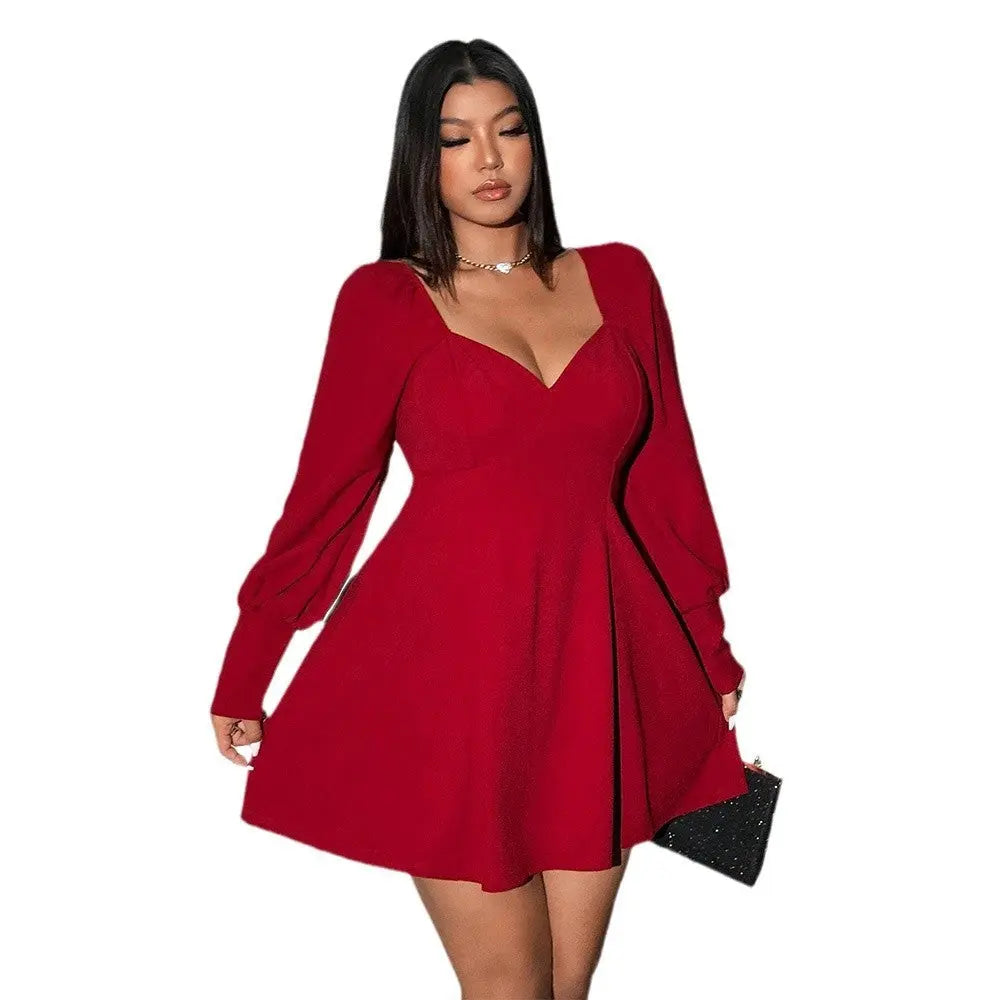 Plus Size Red High Waist Dress Cjdropshipping