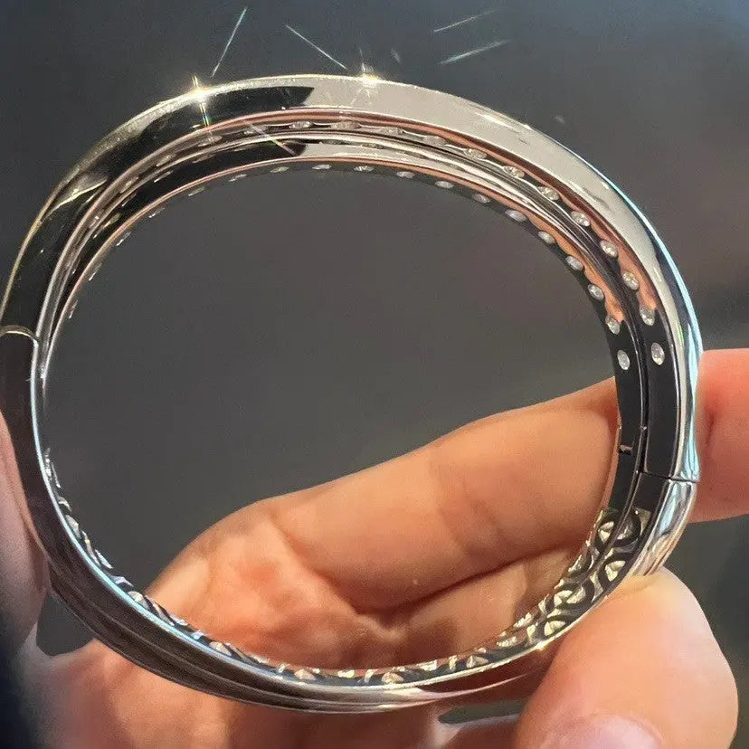 Pure Silver Gold-plated 18 40 Point Large Diamond Mosan Diamond Bracelet - JNi3 shop