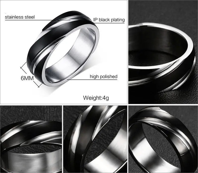 Black Titanium Steel Twill Men's Ring JNi3 shop