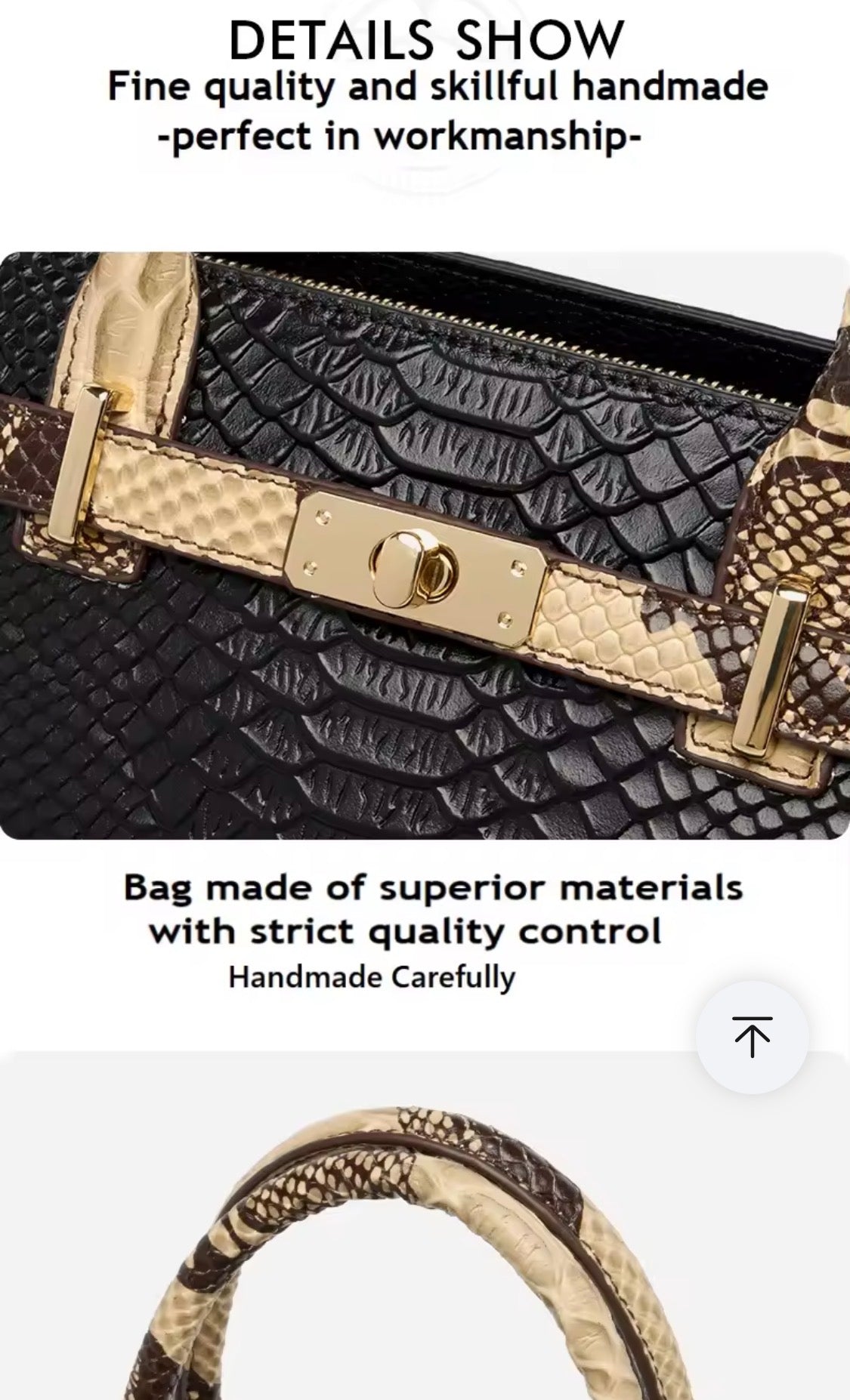 Black Snake Pattern Leather Business Bag